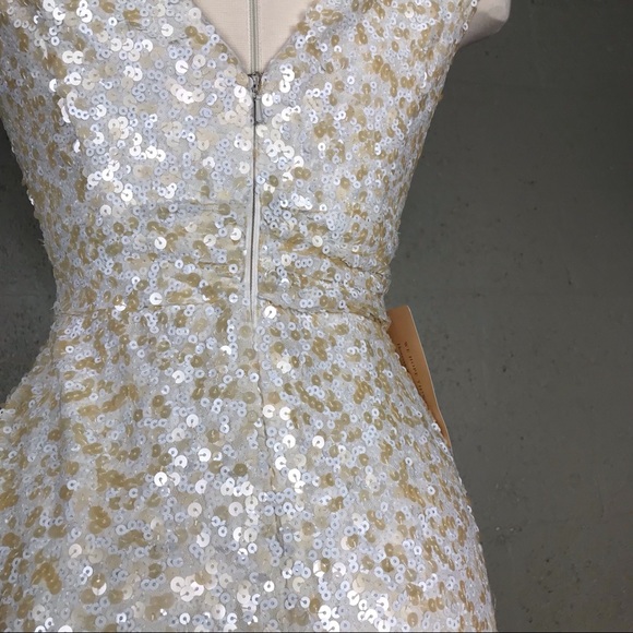 BHLDN Ivory Badgley Mischka Glitz Sequin Wedding Gown Size 0 Sleeveless Lined - Picture 10 of 14